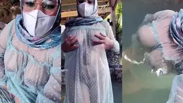 Jilbab Transparan Di Kolam Renang